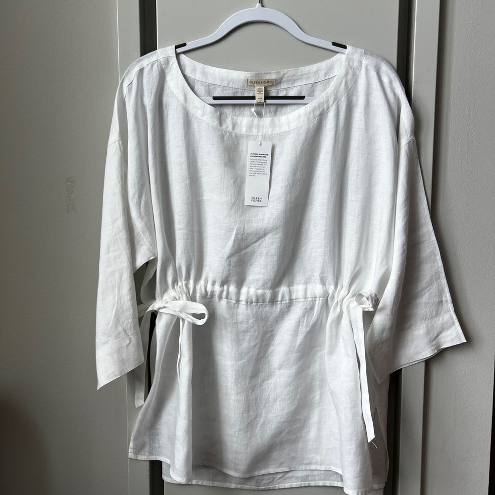 EILEEN FISHER Drawstring Top * 100% Linen * size XL *